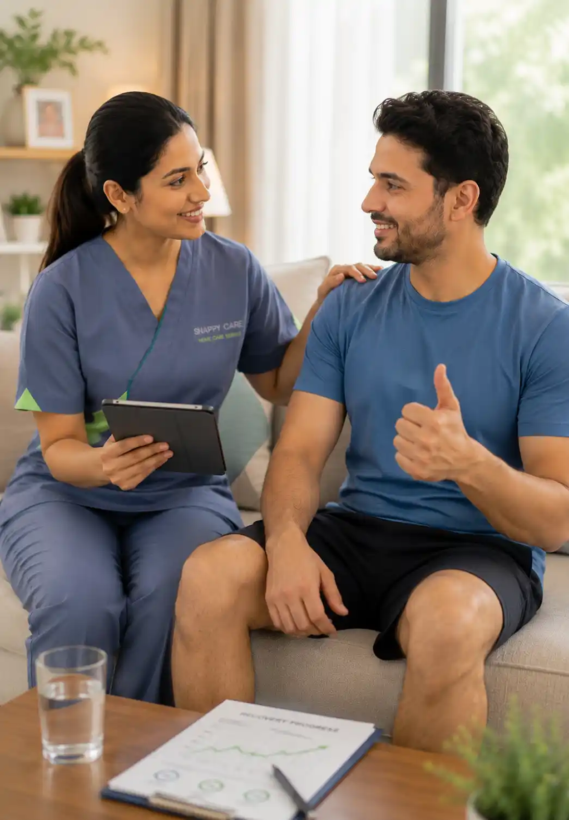 Physiotherapy support from trained caregivers